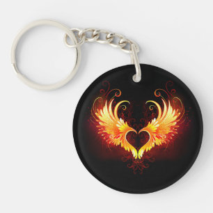 Angel Fire Heart met Wings Sleutelhanger