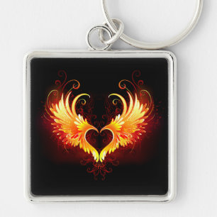 Angel Fire Heart met Wings Sleutelhanger