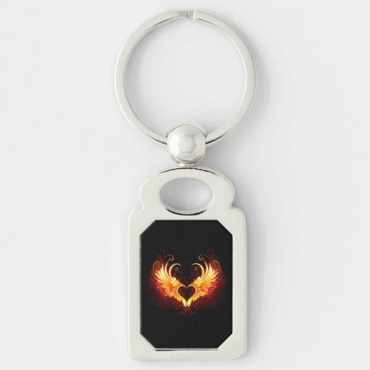 Angel Fire Heart met Wings Sleutelhanger (Voorkant)