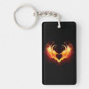 Angel Fire Heart met Wings Sleutelhanger