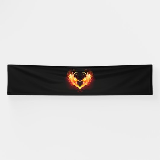 Angel Fire Heart met Wings Spandoek (Horizontaal)