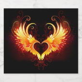 Angel Fire Heart met Wings Sparkling Wijnetiket (Enkel label)