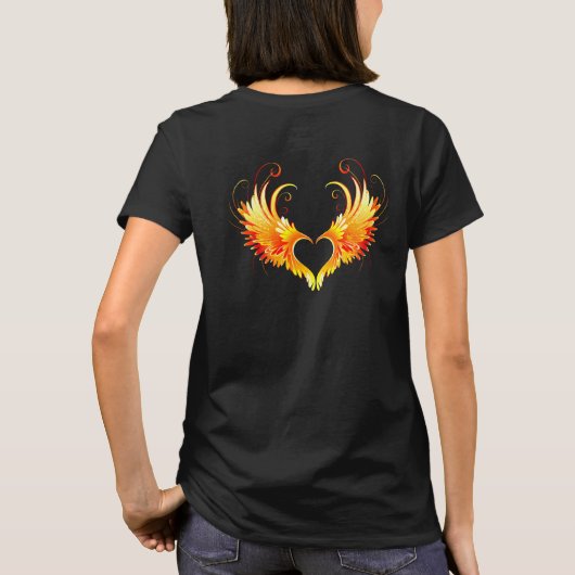 Angel Fire Heart met Wings T-shirt (Achterkant)