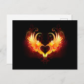 Angel Fire Heart met Wings Uitnodiging Briefkaart (Voorkant / Achterkant)