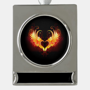 Angel Fire Heart met Wings Verzilverd Banner Ornament