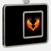 Angel Fire Heart met Wings Verzilverd Kader Ornament (Rechts)