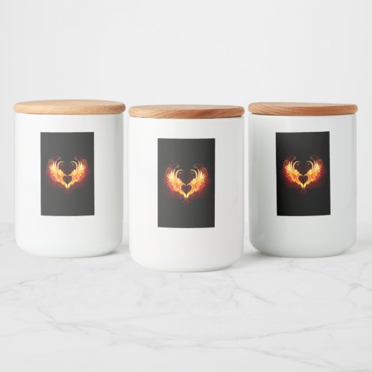 Angel Fire Heart met Wings Voedselcontainer Etiket (Flessen)