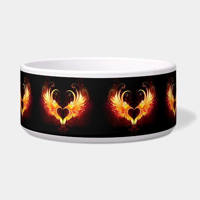 Angel Fire Heart met Wings Voerbakje (Voorkant)