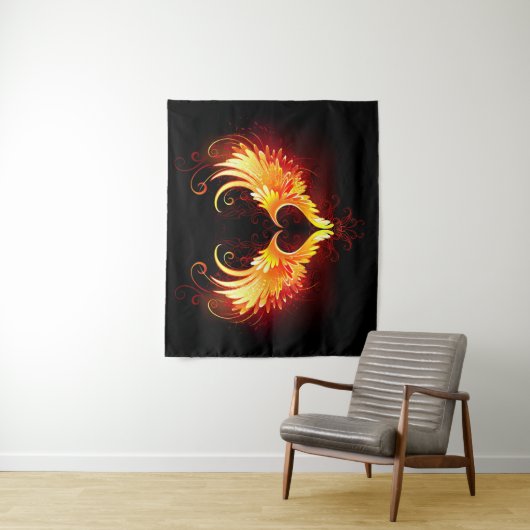 Angel Fire Heart met Wings Wandkleed (In situ)