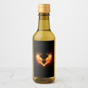 Angel Fire Heart met Wings Wijn Etiket