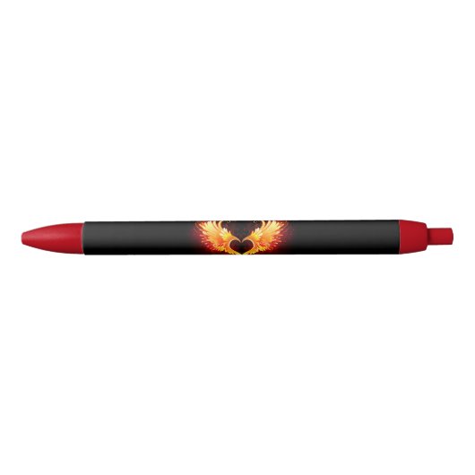 Angel Fire Heart met Wings Zwarte Inkt Pen (Voorkant)