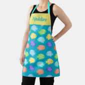 Angel Fish Design in Blauwgroen geel koraal Schort (Insitu)