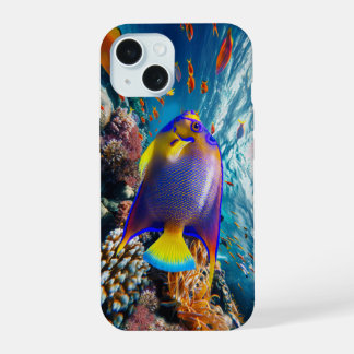 Angel Fish glijdt langs het Reef iPhone 15 Hoesje