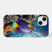 Angel Fish Slides le long du Reef iPhone 15 Coque (Verso Horizontal)