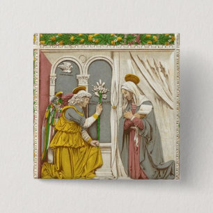 Angel Gabriel de aankondiging aan Mary Vierkante Button 5,1 Cm