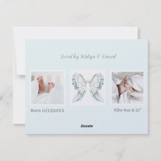 Angel garçon faire-part de naissance (Dos)