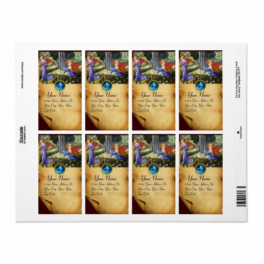 Angel Gathering Flowers in een hemel landschap Etiket (Full Sheet)