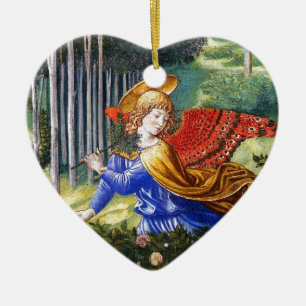 Angel Gathering Flowers in een hemel landschap Keramisch Ornament