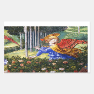 Angel Gathering Flowers in een hemel landschap Rechthoekige Sticker