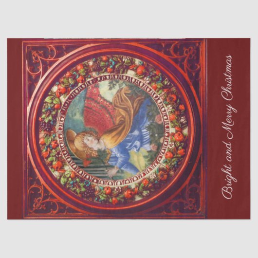 Angel Gathering Flowers Red Floral Crown Kerstmis Tissuepapier (Voorkant)
