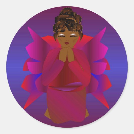 Angel Girl Ronde Sticker (Voorkant)