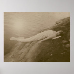 Angel Girl  Sepia Antiek Art Poster