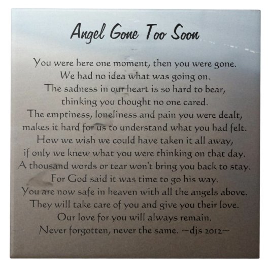 Angel Gone too Soon Memory Tegeltje (Voorkant)