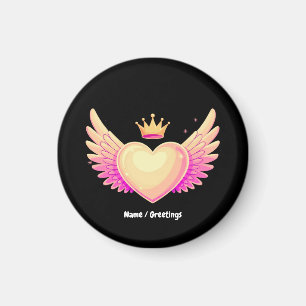 Angel Heart met coole roze vleugels en Crown A Tou Magneet