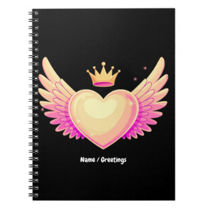 Angel Heart met coole roze vleugels en Crown A Tou Notitieboek