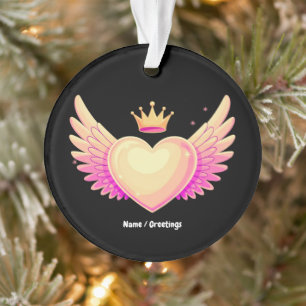 Angel Heart met coole roze vleugels en Crown A Tou Ornament
