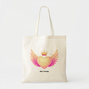 Angel Heart met coole roze vleugels en Crown A Tou Tote Bag