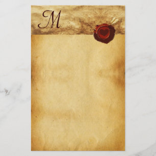 ANGEL HEART RED WAX SEAL PARCHMENT Monogram Briefpapier