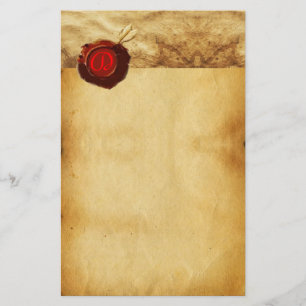 ANGEL HEART RED WAX SEAL PARCHMENT MONOGRAM BRIEFPAPIER