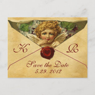 ANGEL HEART WAX SEAL PARCHMENT Monogram Aankondigingskaart