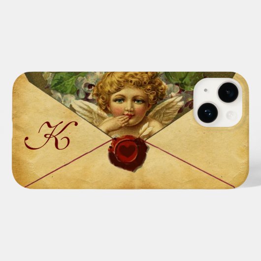 ANGEL HEART WAX SEAL PARCHMENT Monogram Case-Mate iPhone Case (Achterkant (horizontaal))