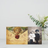 ANGEL HEART WAX SEAL PARCHMENT Monogram Feestdagenkaart (Staand voorkant)