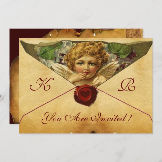 ANGEL HEART WAX SEAL PARCHMENT MONOGRAM KAART (Voorkant / Achterkant)