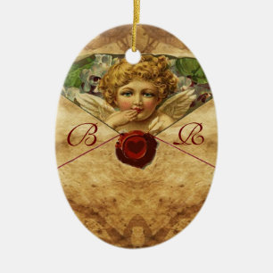 ANGEL HEART WAX SEAL PARCHMENT Monogram Keramisch Ornament