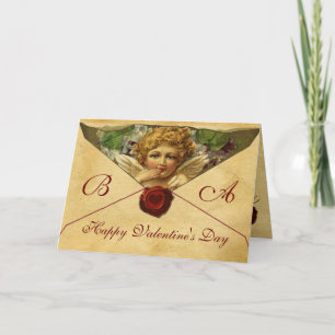 ANGEL HEART WAX SEAL PARCHMENT VALENTIJN MONOGRAM FEESTDAGEN KAART