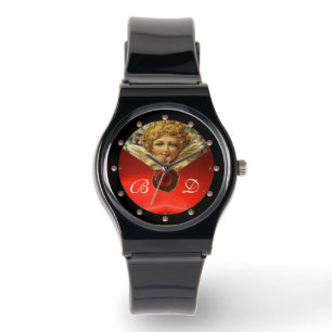 ANGEL HEART WAX SEAL RED RUBY GEMSTONE MONOGRAM HORLOGE