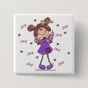 Angel Hearts Vierkante Button 5,1 Cm