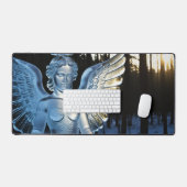 Angel Ijssculptuur in Winterbos bij zonsondergang Bureaumat (Keyboard & Muis)