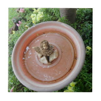 Angel in Bird Bath Tile Tegeltje