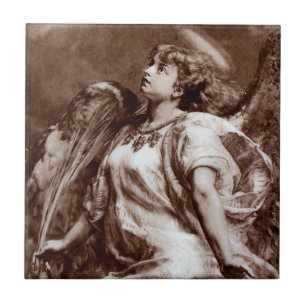 ANGEL IN BROWN SEPIA EN WHITE TEGELTJE