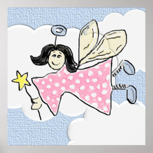 Angel in de wolken 3 Dimensional Poster