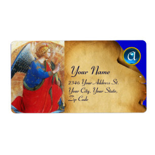 ANGEL IN GOUDE RODE EN BLAUWE MONOGRAM ETIKET