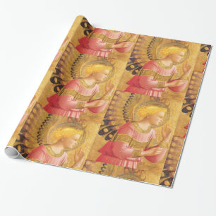 ANGEL IN GOUDEN EN ROZE KERST CADEAUPAPIER