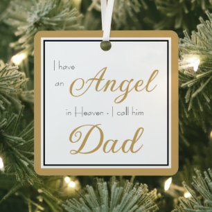 Angel in Heaven Dad Memorial Photo Metal Ornament