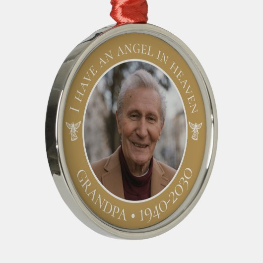 Angel in Heaven Grandpa Memorial Foto Metalen Ornament (Rechts)