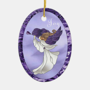 Angel in het Paarse Glas in lood keramisch siergoe Ornament